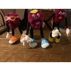 Set of 4 Vintage California Raisins Plush 1988  ~ Bendable ~ Poseable